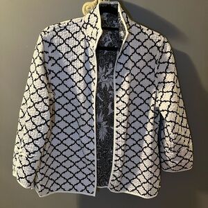 Patty Kim Blue and White Patterned Blazer Reversible